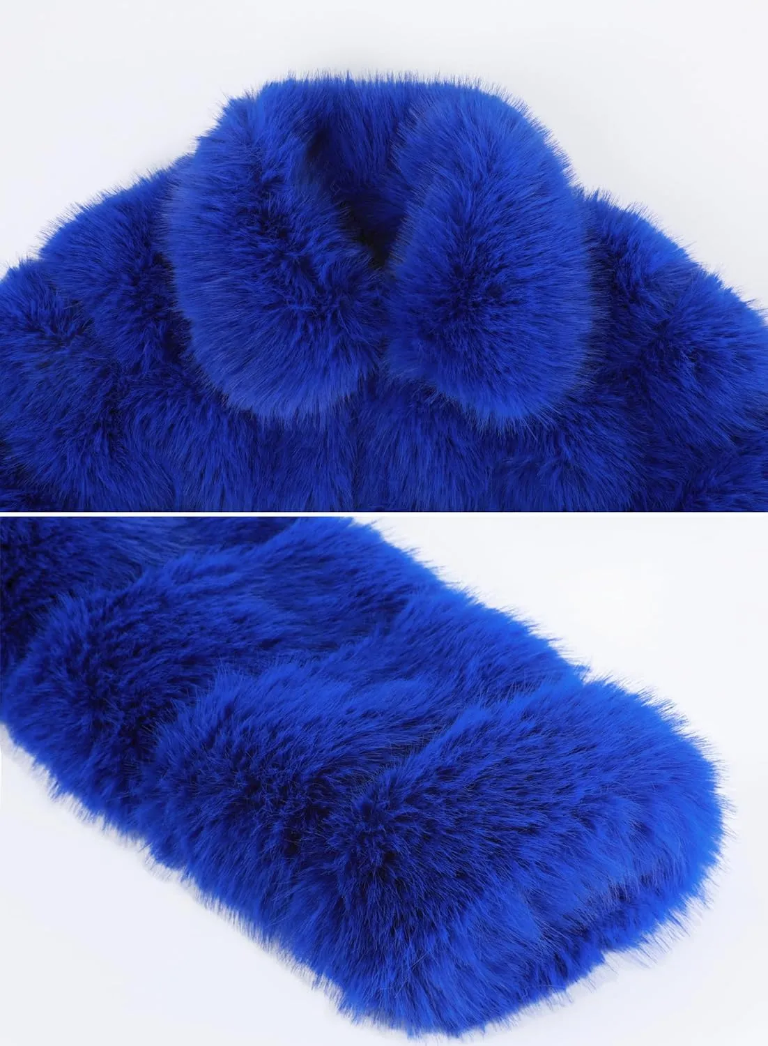 loveimgs Women Fluffy Faux Fur Coat Cropped Jacket Puffer Jacket Zip Up Winter Warm Fuzzy Teddy Jacket