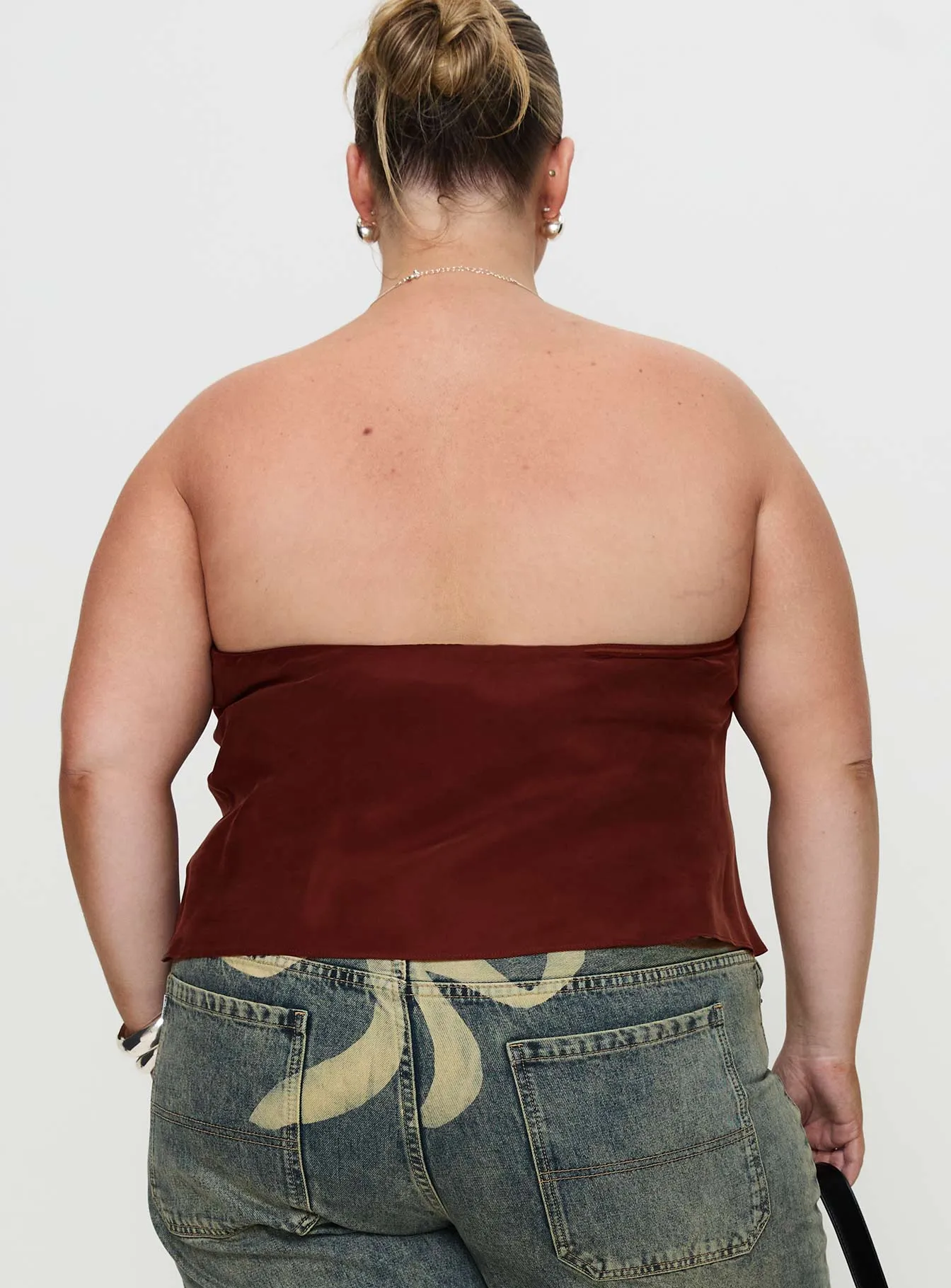 Lucelia Strapless Top Brown Curve