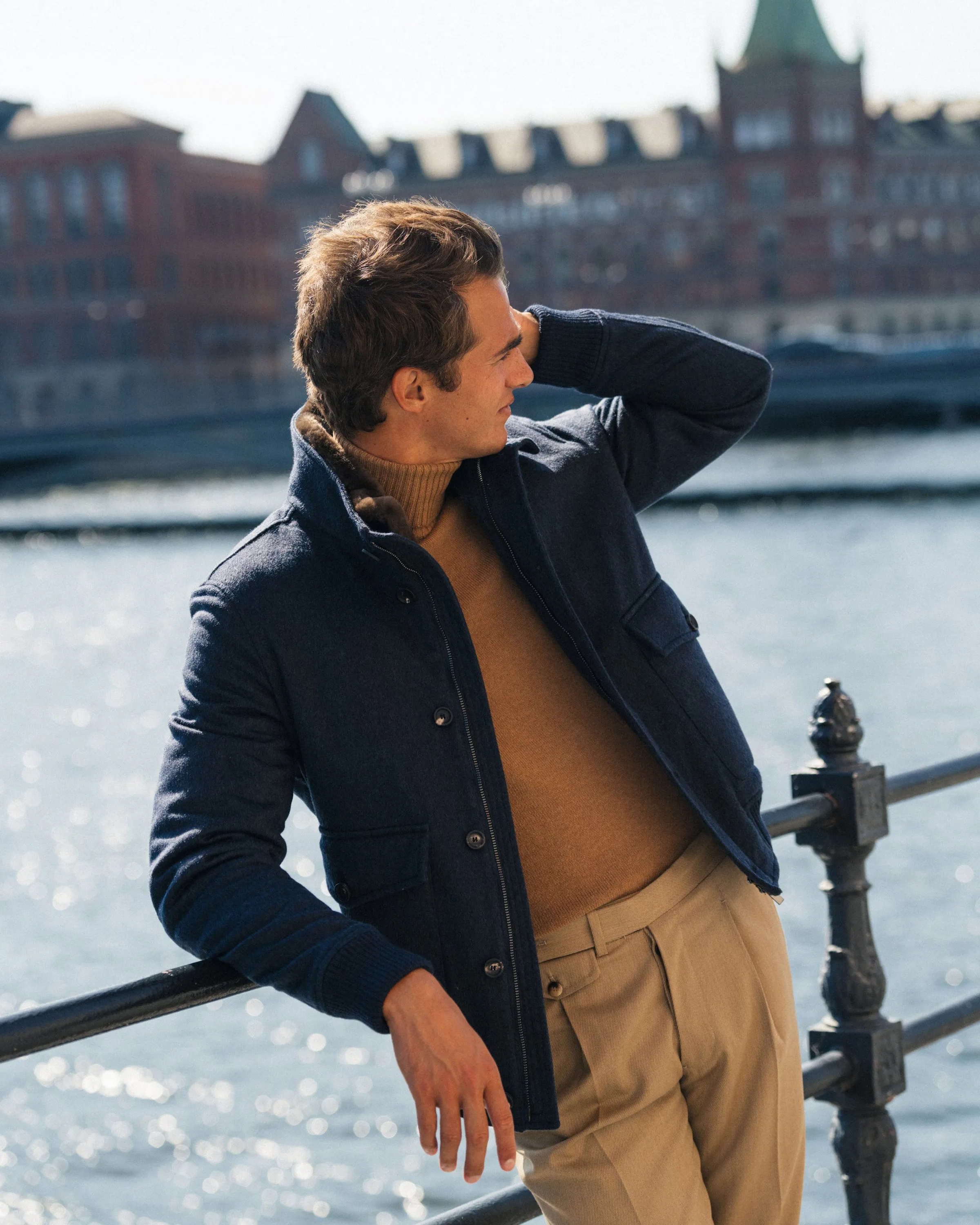 Luxury Bomber Jacket – Navy