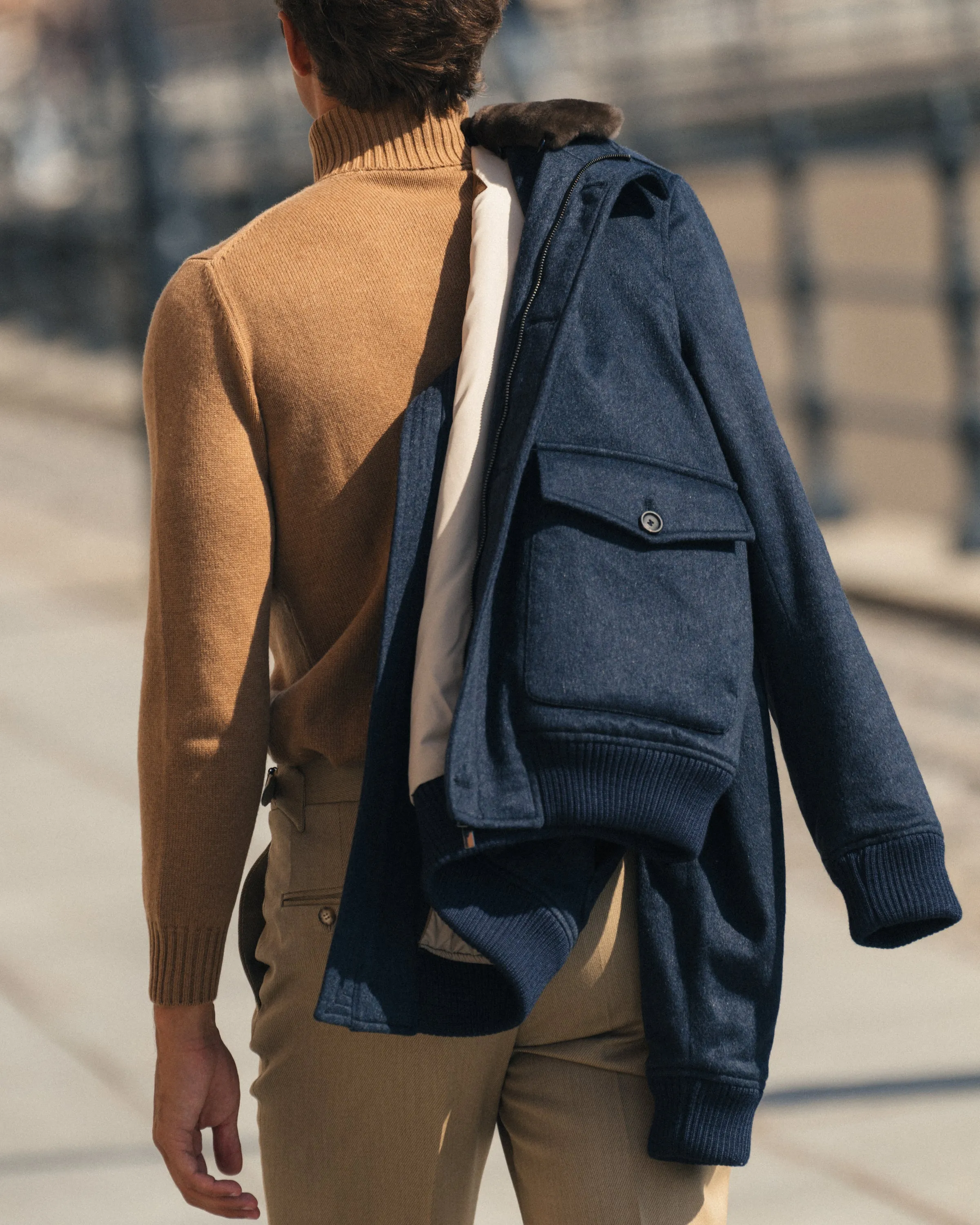 Luxury Bomber Jacket – Navy