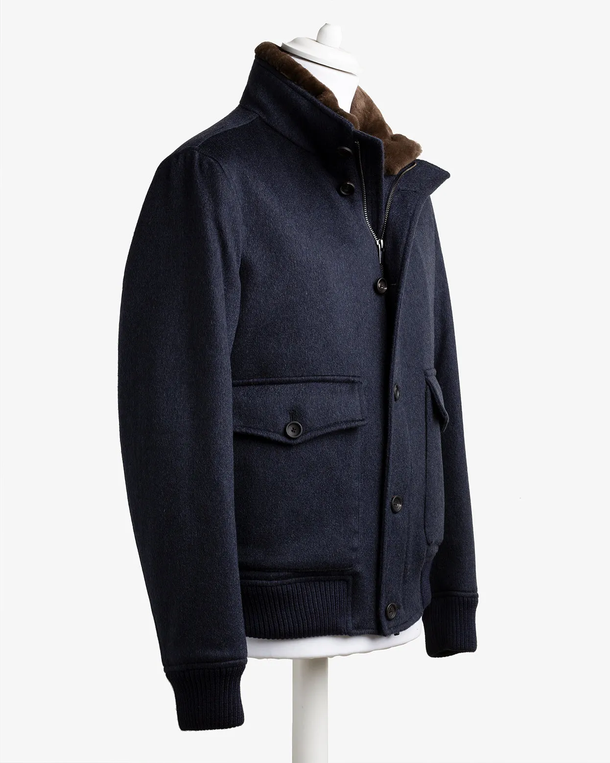 Luxury Bomber Jacket – Navy