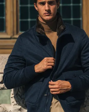 Luxury Bomber Jacket – Navy