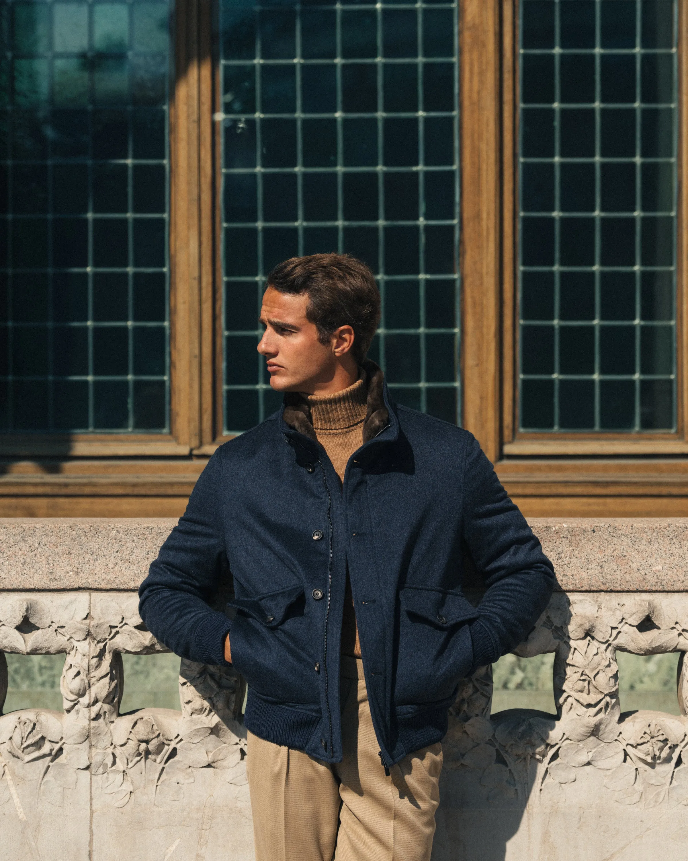 Luxury Bomber Jacket – Navy
