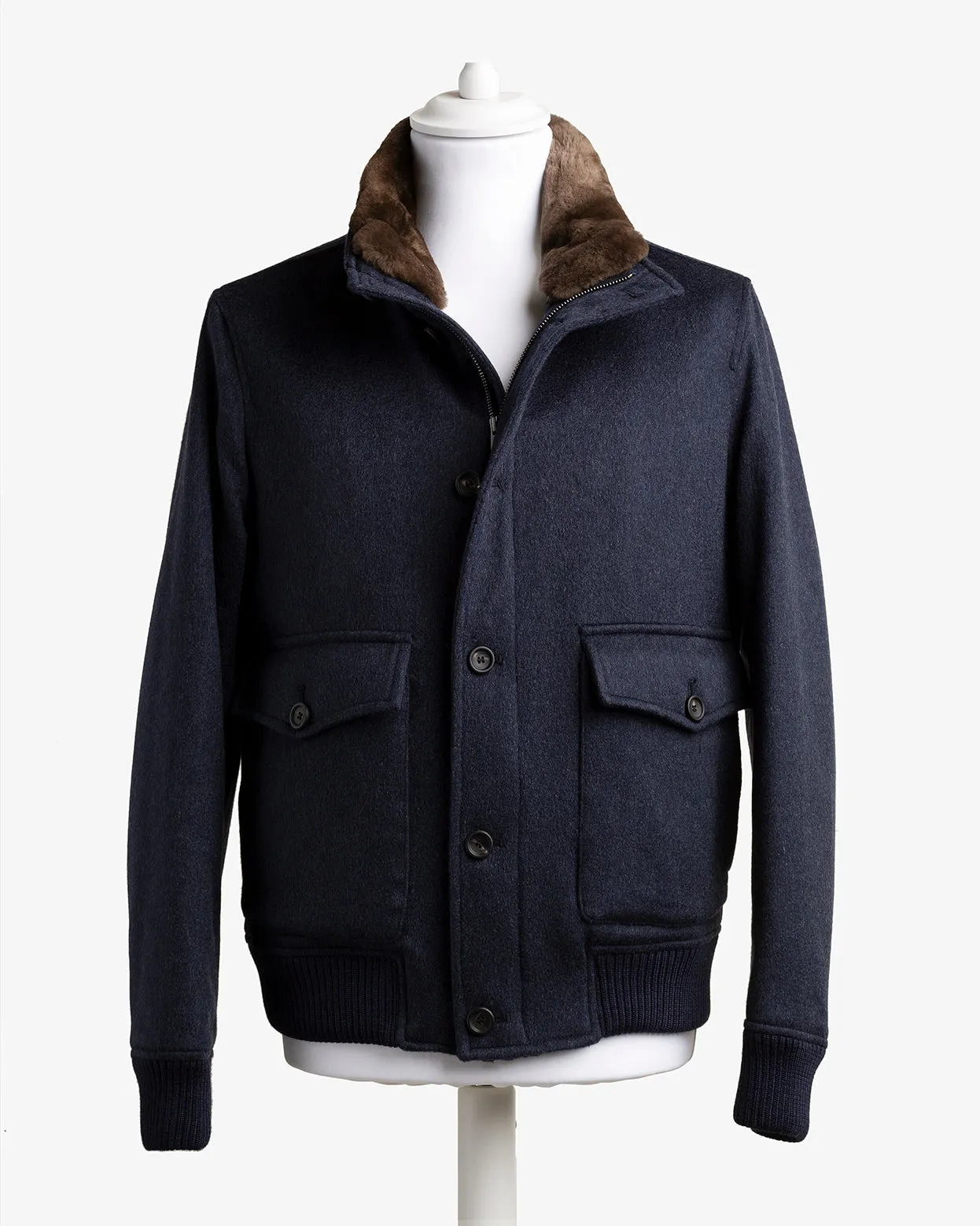 Luxury Bomber Jacket – Navy