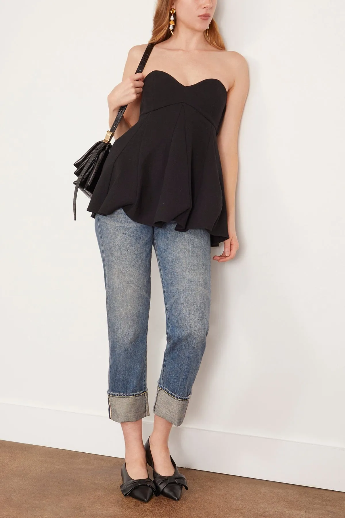 Melee Crepe Strapless Top in Black