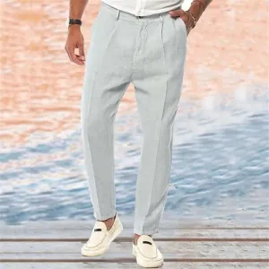 Men's Linen Pants | Loose Straight Fit Casual Trousers