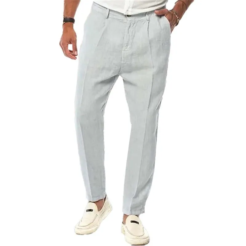 Men's Linen Pants | Loose Straight Fit Casual Trousers