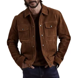 Men's Vintage Suede Multi-Pocket Snap Button Jacket 14943251U