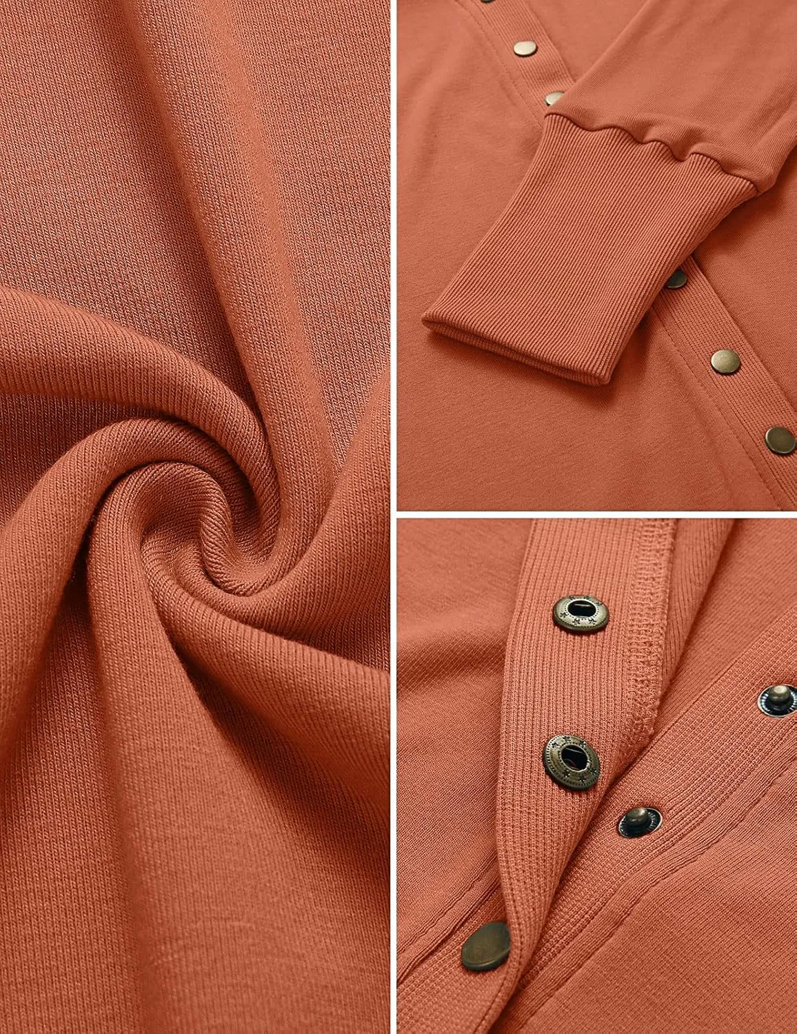 MEROKEETY Women's 2025 Fall Long Sleeve Snap Button Down Solid Color Knit Ribbed Neckline Cardigans