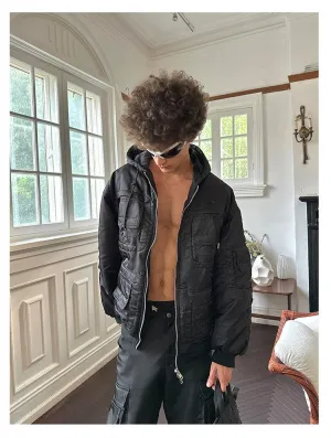 Multi-Pocket Hooded Cotton Jacket