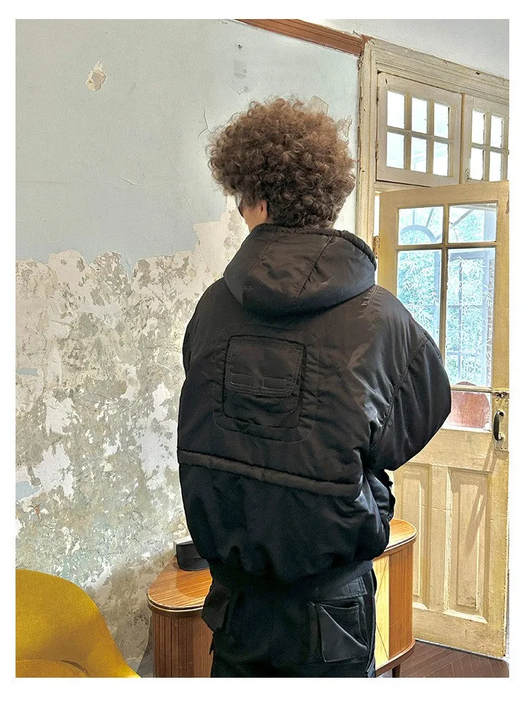 Multi-Pocket Hooded Cotton Jacket