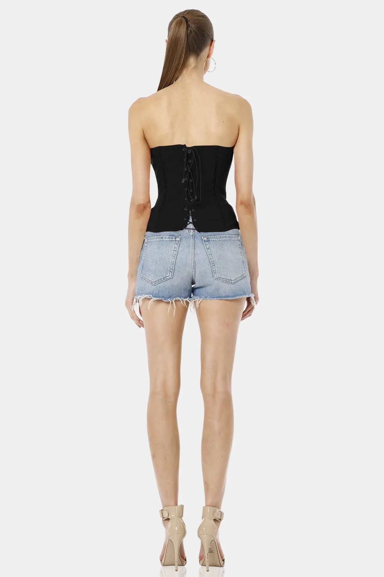 Nerva Sleek Silhouette Black Corset Top