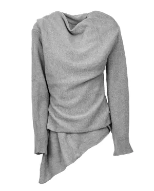 NEW FALL 24 - Pure Cashmere Open Front Cardigan Wrap Melange Gray