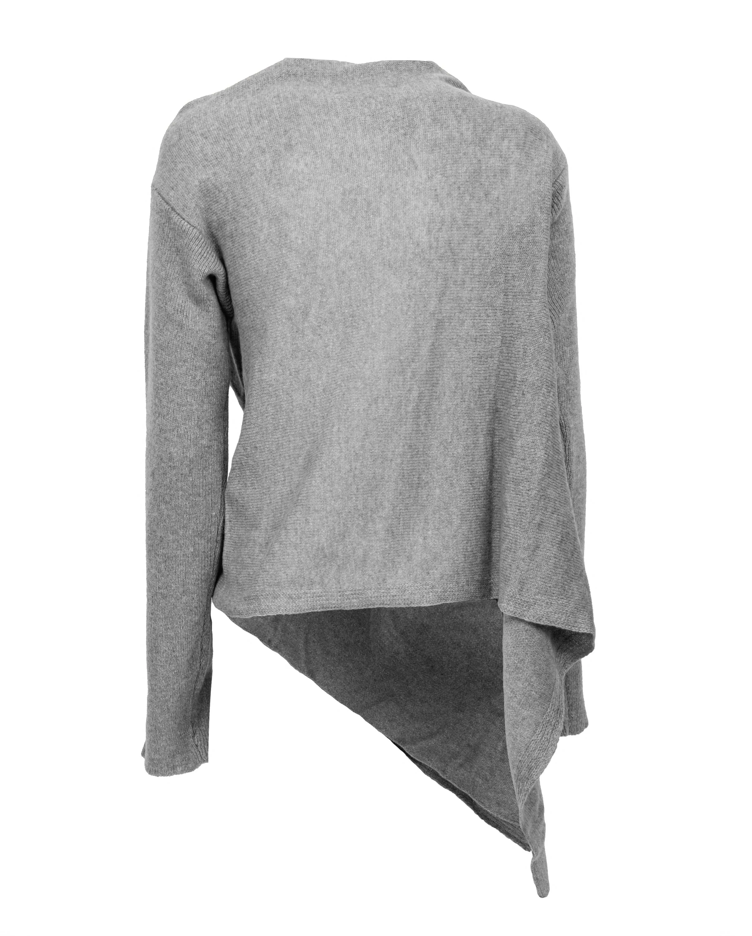 NEW FALL 24 - Pure Cashmere Open Front Cardigan Wrap Melange Gray