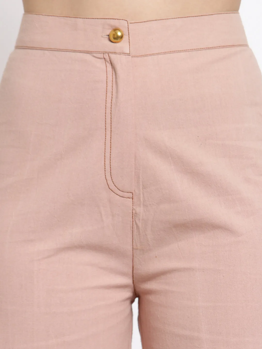 Peach Shirt With Trouser Set