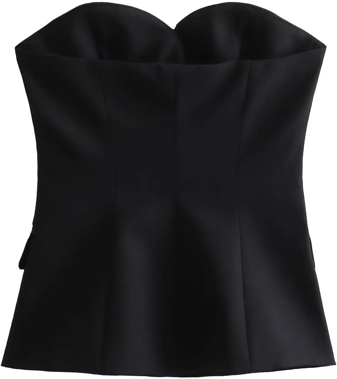 Perbai Womens Sleeveless Blazer Tube Top Off Shoulder Button Front Fitted Strapless Work Business Bandeau Vest