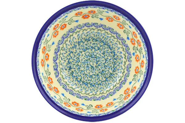 Polish Pottery 7" Bowl Tulip Vines