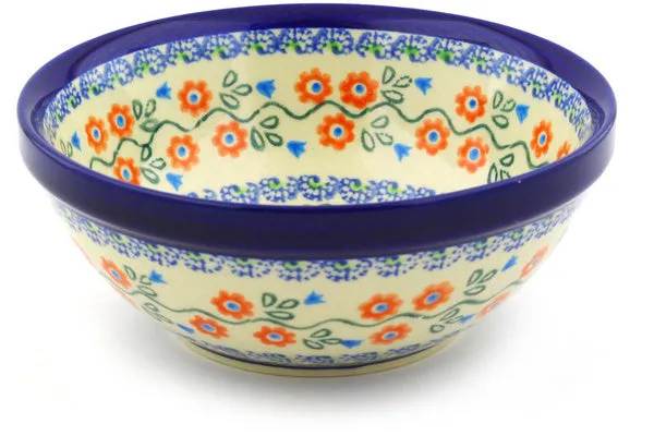 Polish Pottery 7" Bowl Tulip Vines