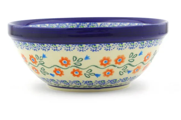Polish Pottery 7" Bowl Tulip Vines
