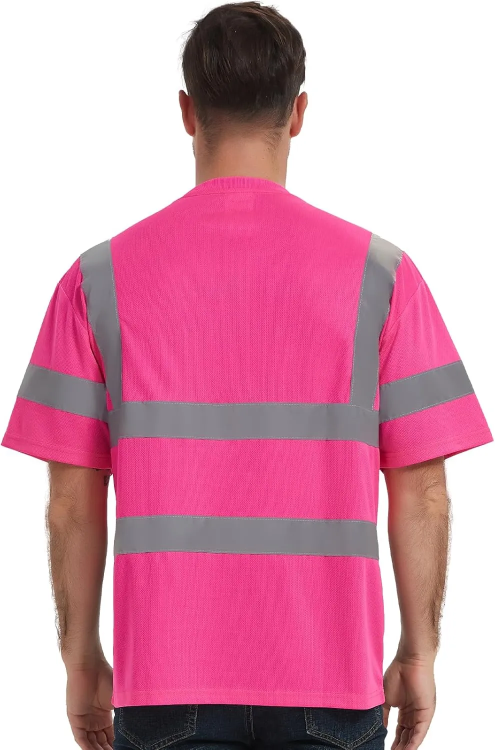 ProtectX High Visibility Short Sleeve Reflective Safety T-Shirt, Men's Heavy Duty Breathable Hi Vis Shirts, Class 2 Type R