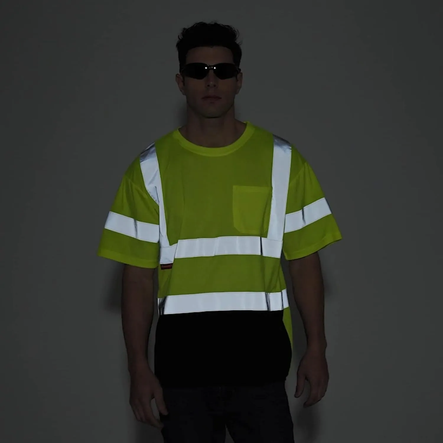 ProtectX High Visibility Short Sleeve Reflective Safety T-Shirt, Men's Heavy Duty Breathable Hi Vis Shirts, Class 2 Type R