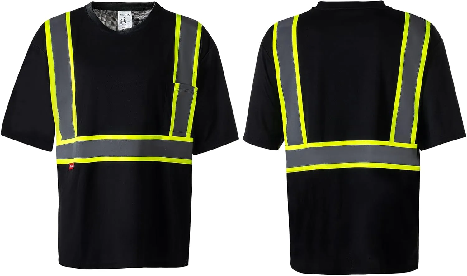 ProtectX High Visibility Short Sleeve Reflective Safety T-Shirt, Men's Heavy Duty Breathable Hi Vis Shirts, Class 2 Type R