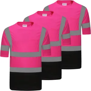 ProtectX High Visibility Short Sleeve Reflective Safety T-Shirt, Men's Heavy Duty Breathable Hi Vis Shirts, Class 2 Type R