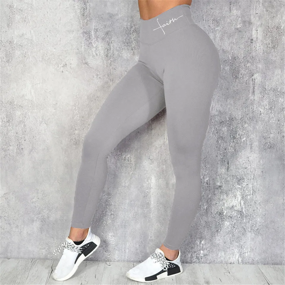 Sexy Seamless Letter Print High Waist Bodycon Leggings Pants