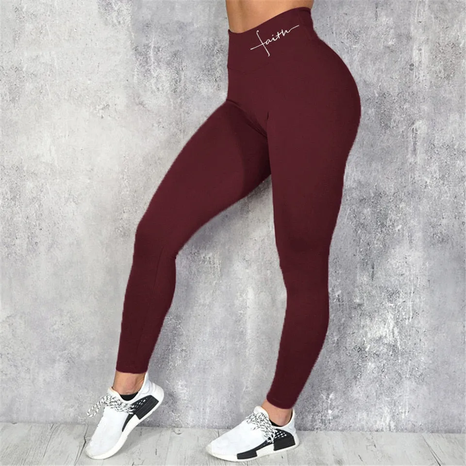 Sexy Seamless Letter Print High Waist Bodycon Leggings Pants