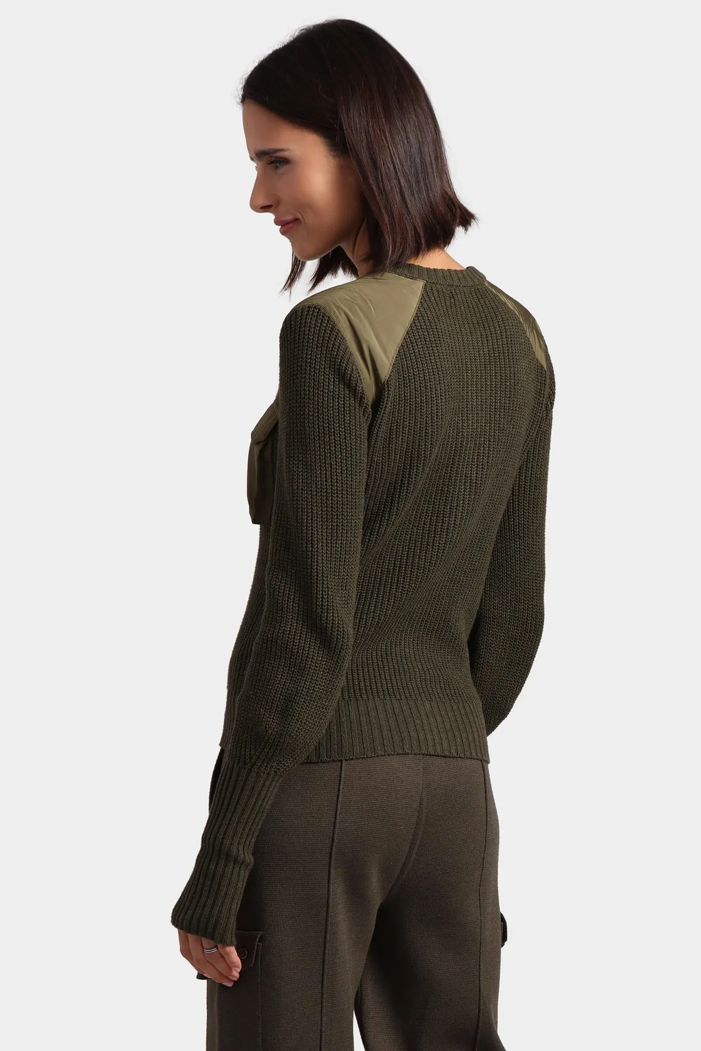 Shaker Utility Zip Up Sweater