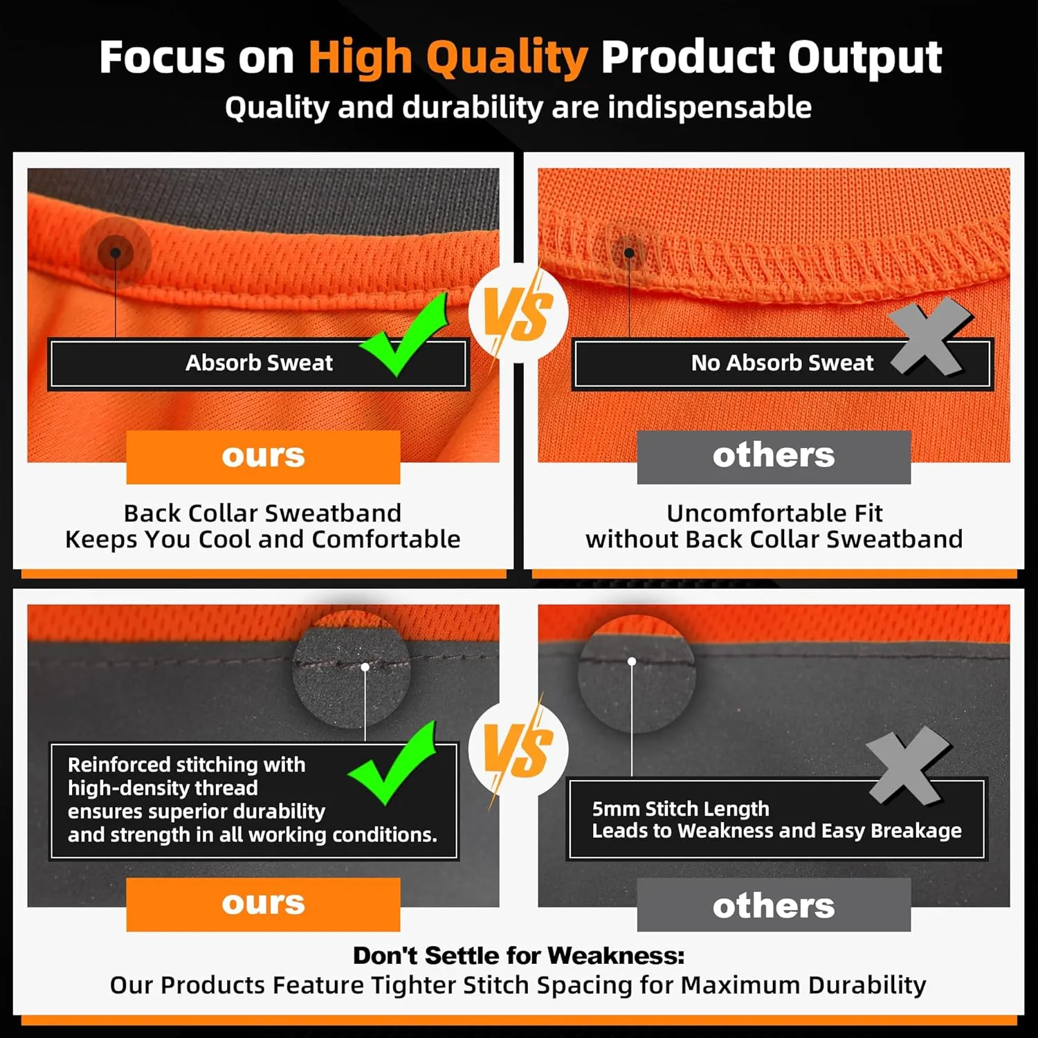 SHORFUNE 2 Pack High Visibility Safety Polo Shirts Short Sleeve, Hi Vis Reflective Construction Work Shirts with Reflective Strips and Front Pocket, ANSI/ISEA Class 2 Compliant, Orange, L