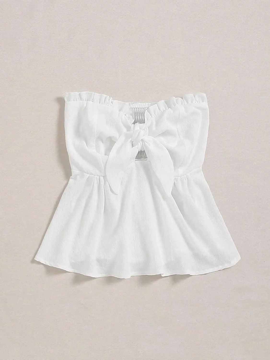 SOLY HUX Women's Frill Trim Tie Front Tube Top Sleeveless Strapless Ruffle Summer Tops