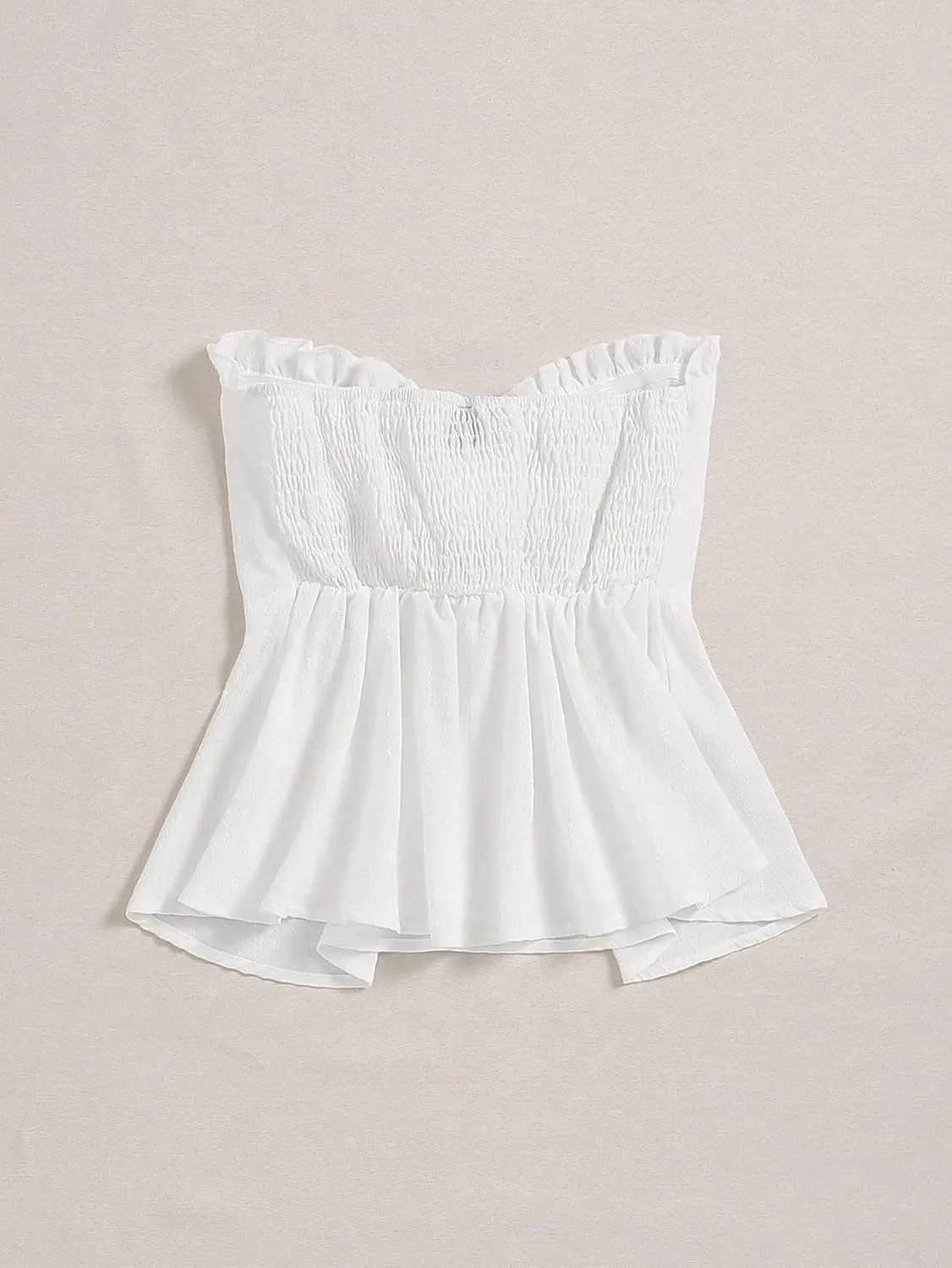 SOLY HUX Women's Frill Trim Tie Front Tube Top Sleeveless Strapless Ruffle Summer Tops