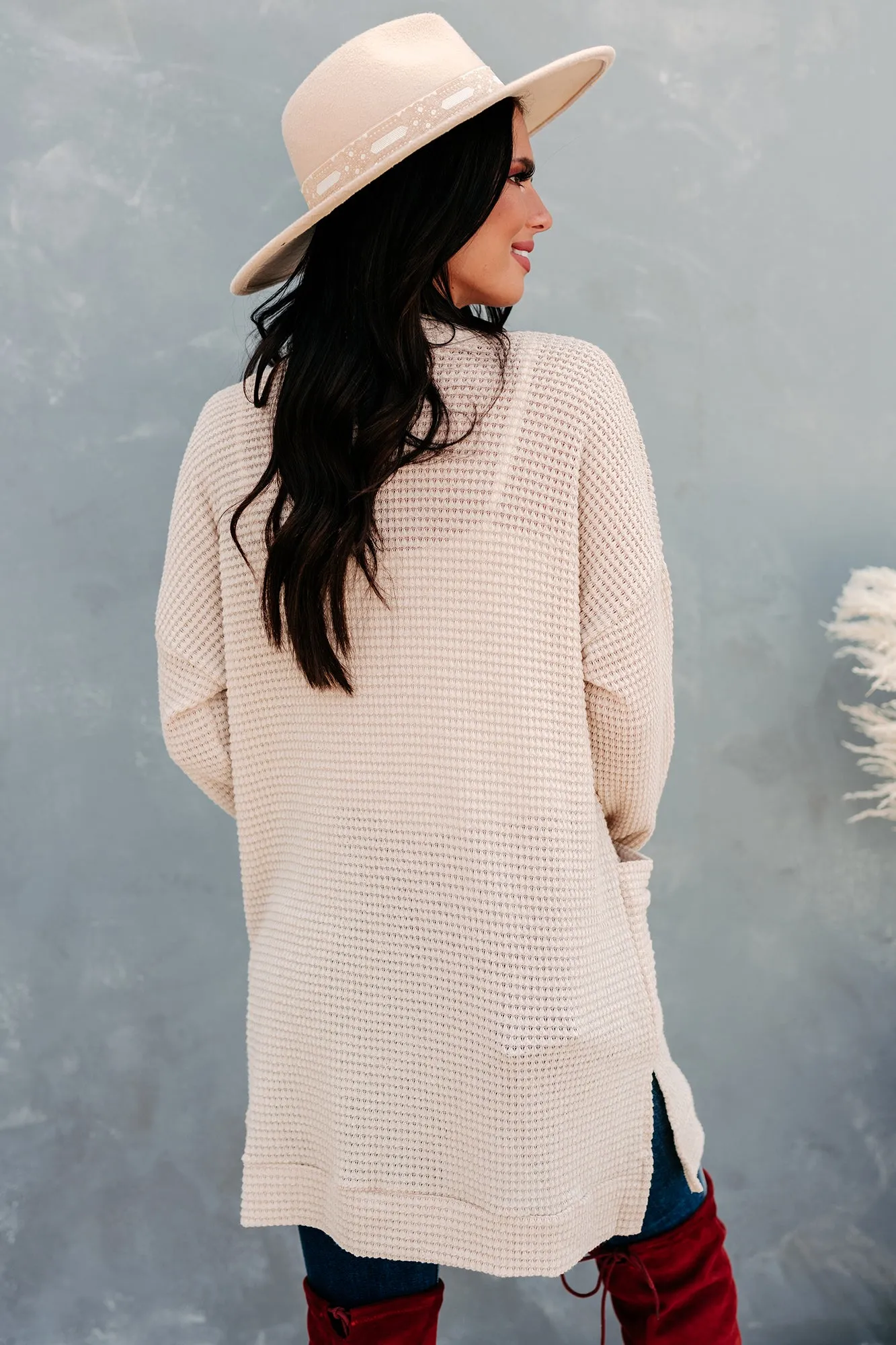 Some Day Soon Waffle Knit Cardigan (Cream)