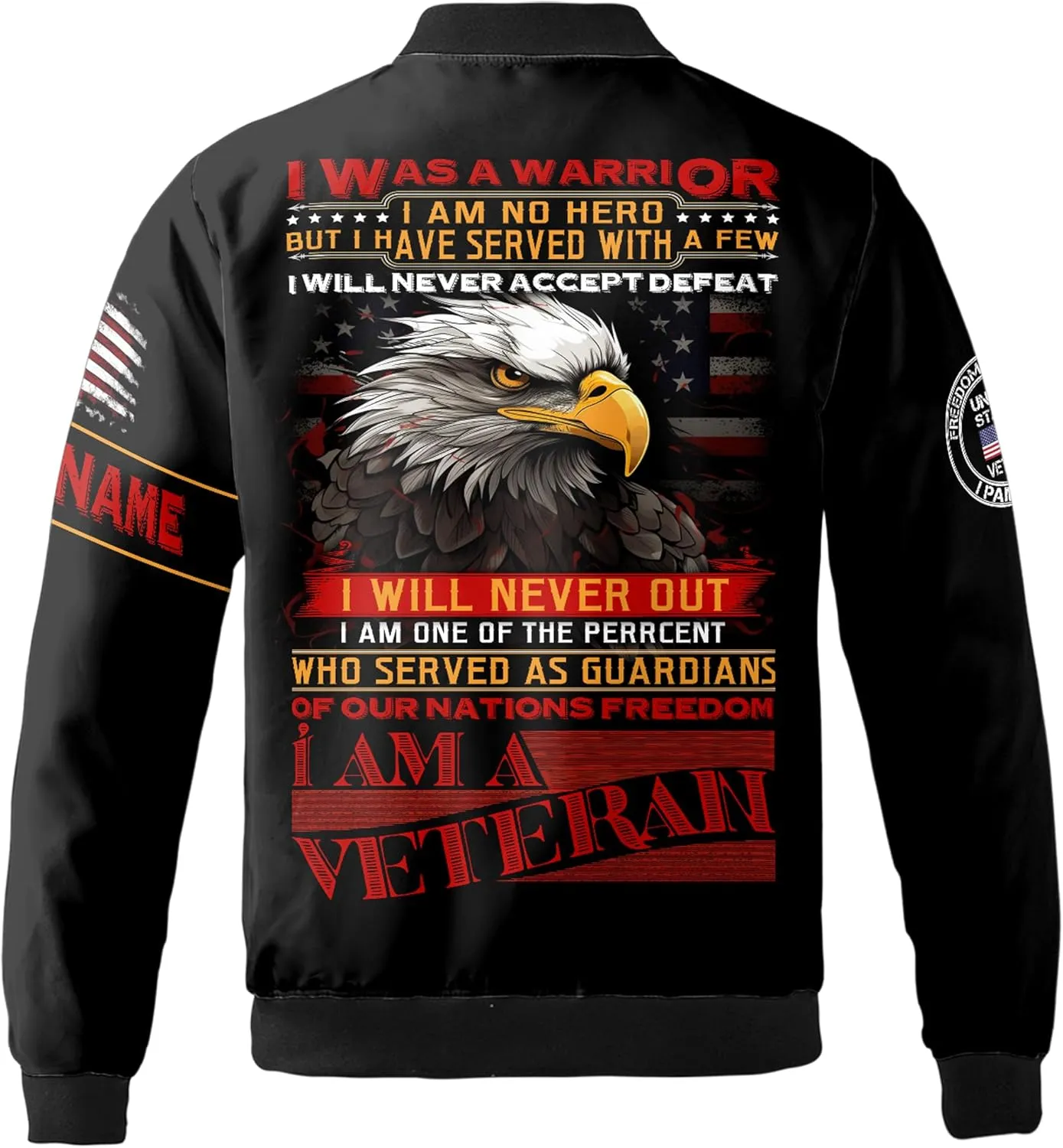 ThuhaTree Store Personalized AOP Casual Bomber Jacket S-5XL, Veteran Bomber Jacket Men