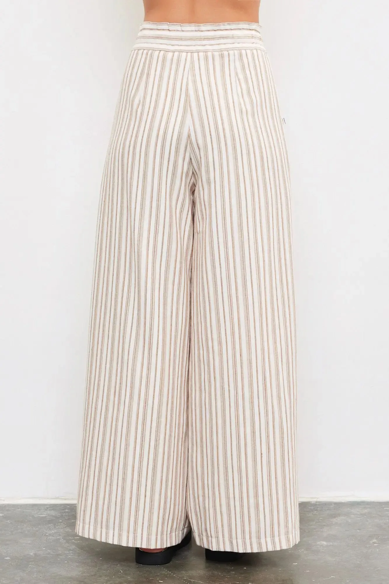 TIED WAIST BAND WIDE STRIPE PANTS