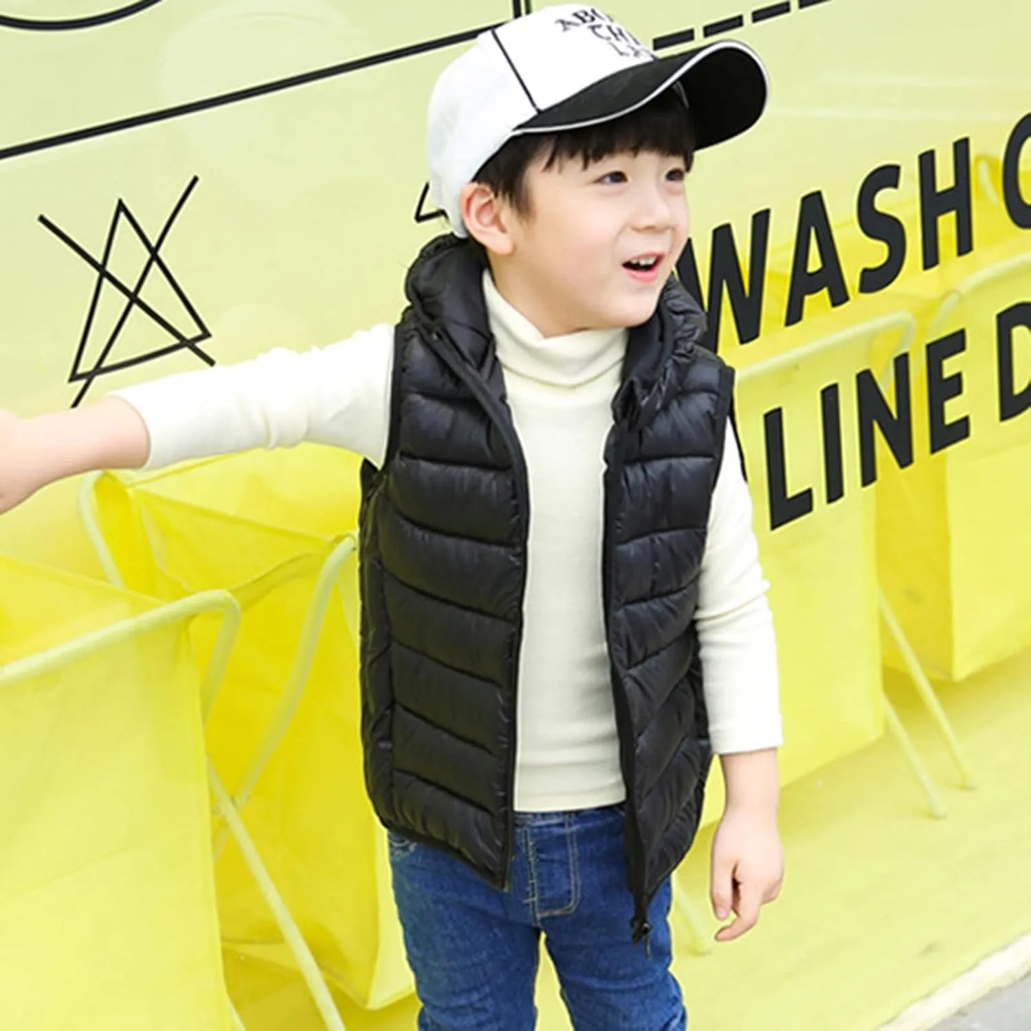Toddler Baby Boys Girls Solid Color Light Puffer Down Vest Coat Sleeveless Hoodie Outside Winter Jacket for Teenagers