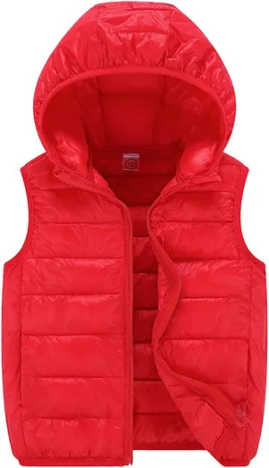 Toddler Baby Boys Girls Solid Color Light Puffer Down Vest Coat Sleeveless Hoodie Outside Winter Jacket for Teenagers