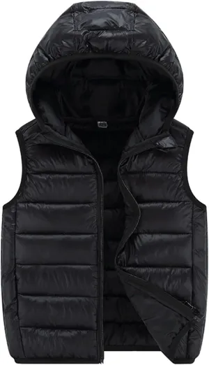 Toddler Baby Boys Girls Solid Color Light Puffer Down Vest Coat Sleeveless Hoodie Outside Winter Jacket for Teenagers
