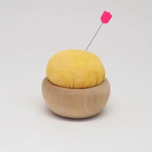 TULIP CHERRY WOOD PIN CUSHION -  NANOHANA-IRO (YELLOW)
