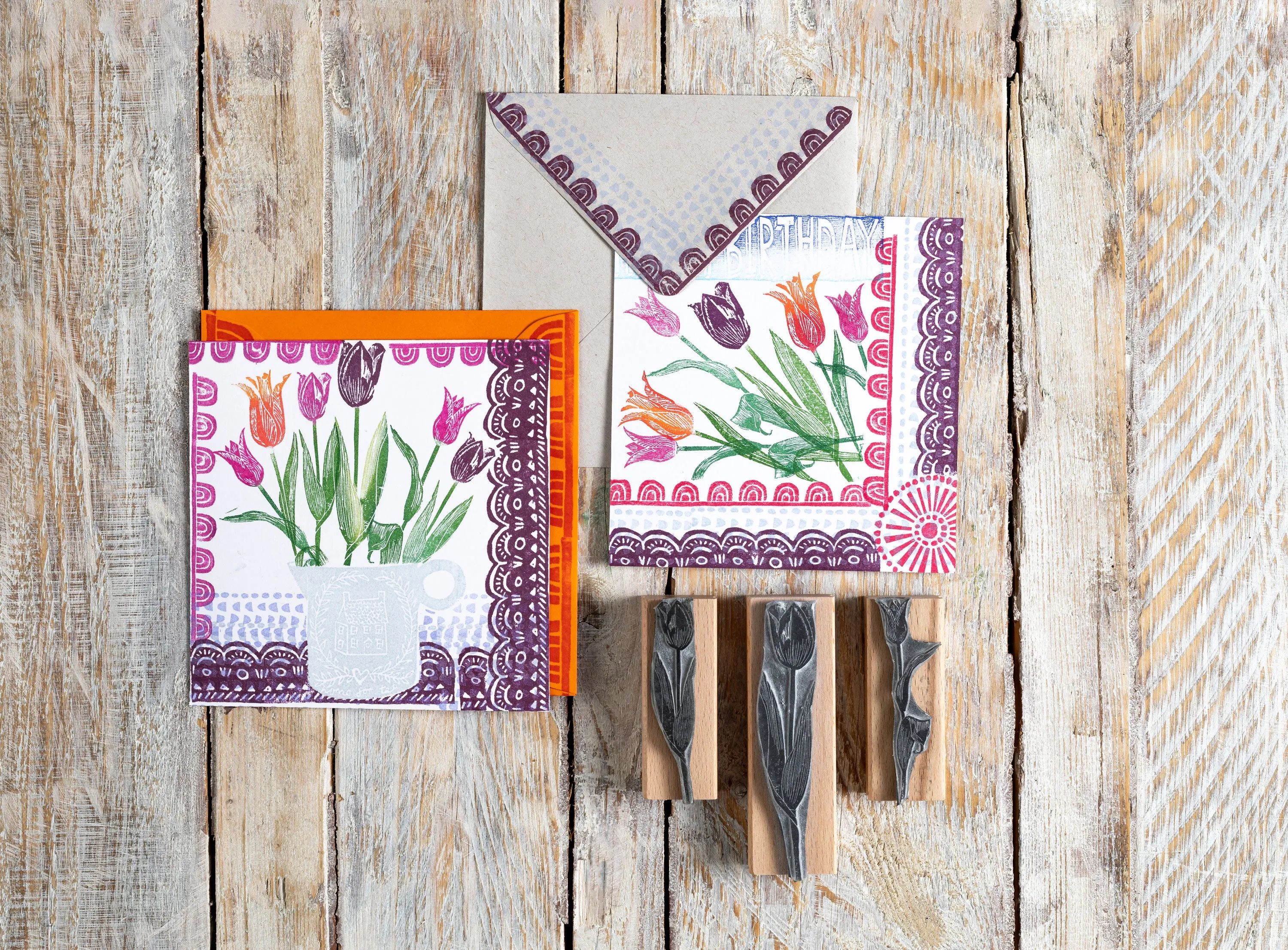 Tulip Rubber Stamp, Flower Stamps, Card Making Rubber Stamps