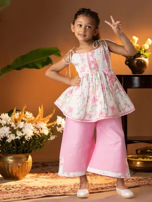 VASTRAMAY Girls' Multicolour Kurta Palazzo Set