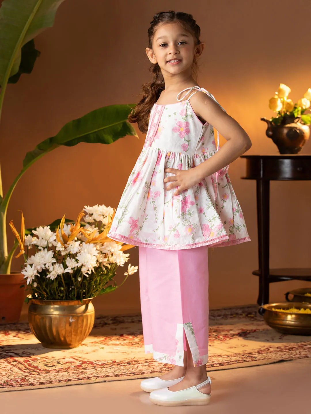 VASTRAMAY Girls' Multicolour Kurta Palazzo Set