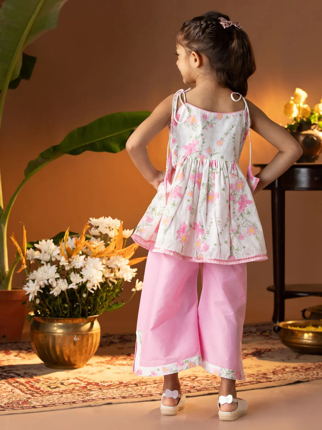 VASTRAMAY Girls' Multicolour Kurta Palazzo Set
