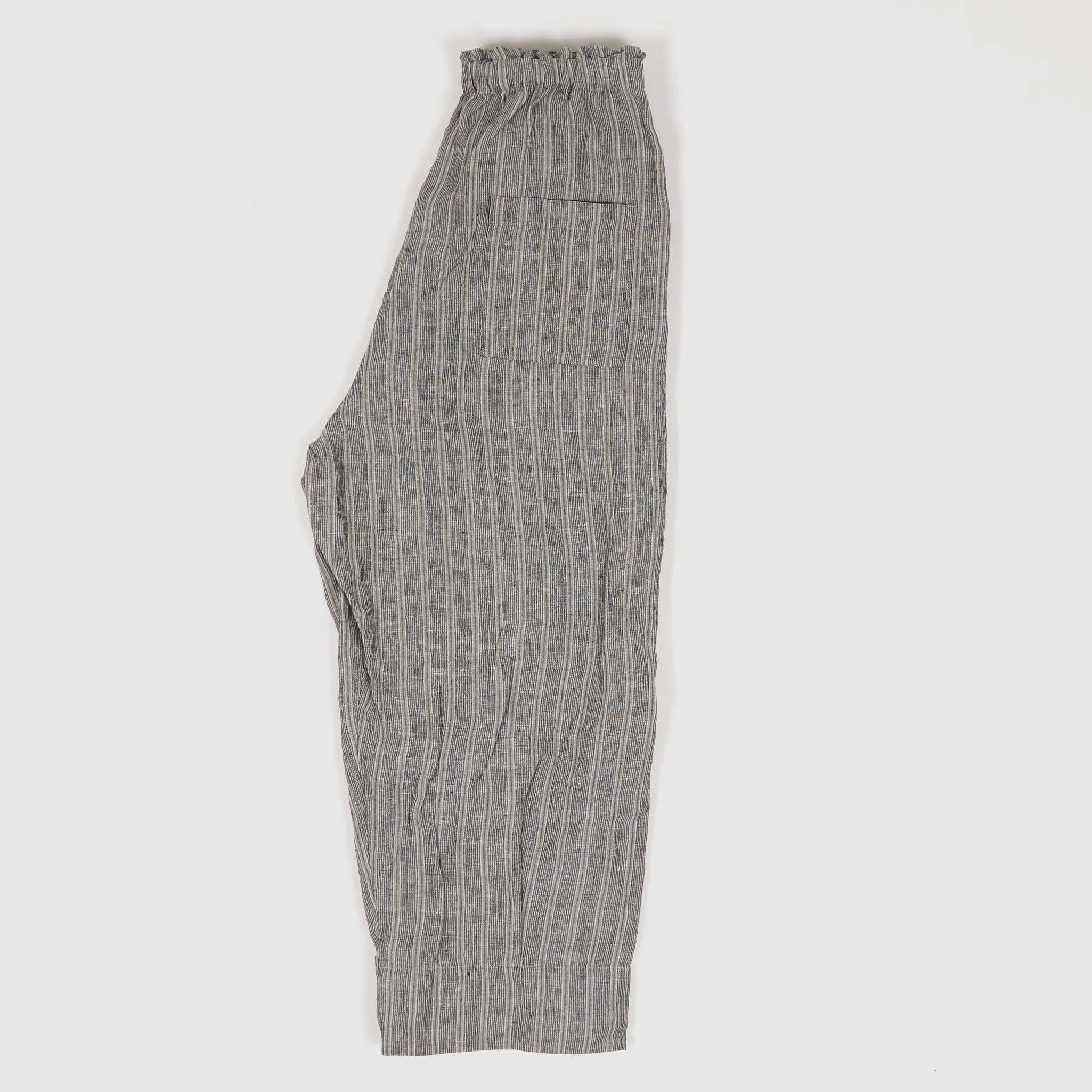 Vlas Blomme Ladies Flex Striped Easy Wide Fitted Linen Pants