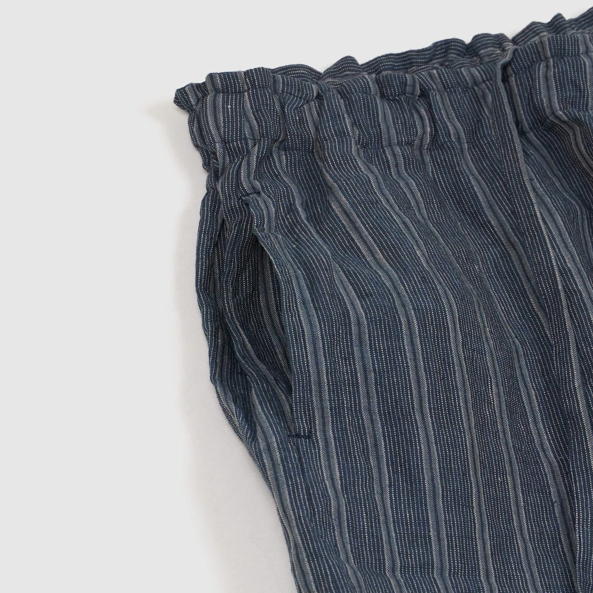 Vlas Blomme Ladies Flex Striped Easy Wide Fitted Linen Pants