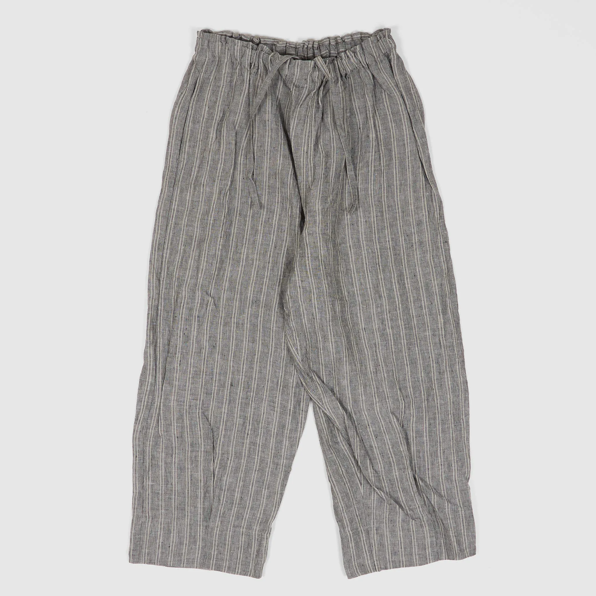 Vlas Blomme Ladies Flex Striped Easy Wide Fitted Linen Pants