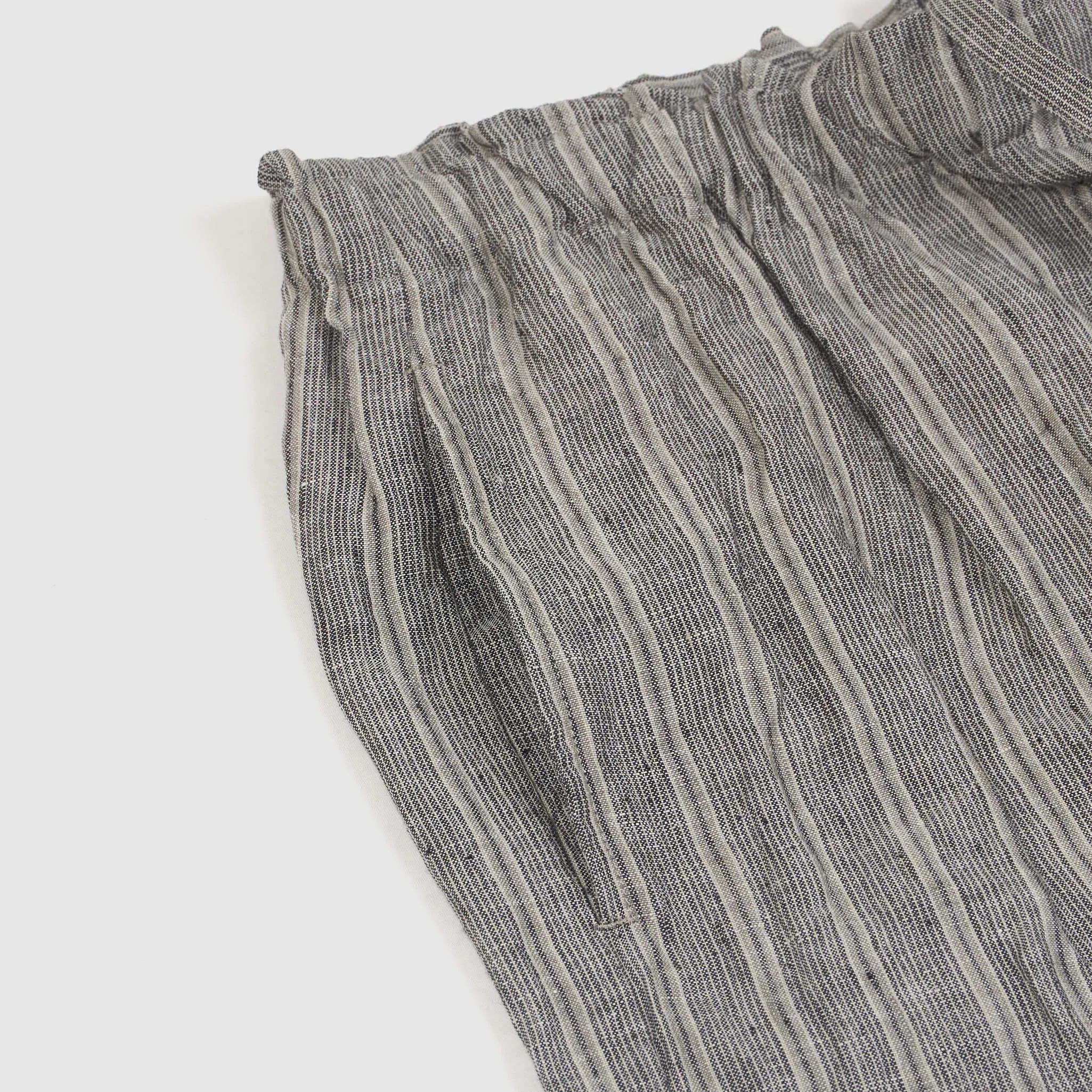 Vlas Blomme Ladies Flex Striped Easy Wide Fitted Linen Pants