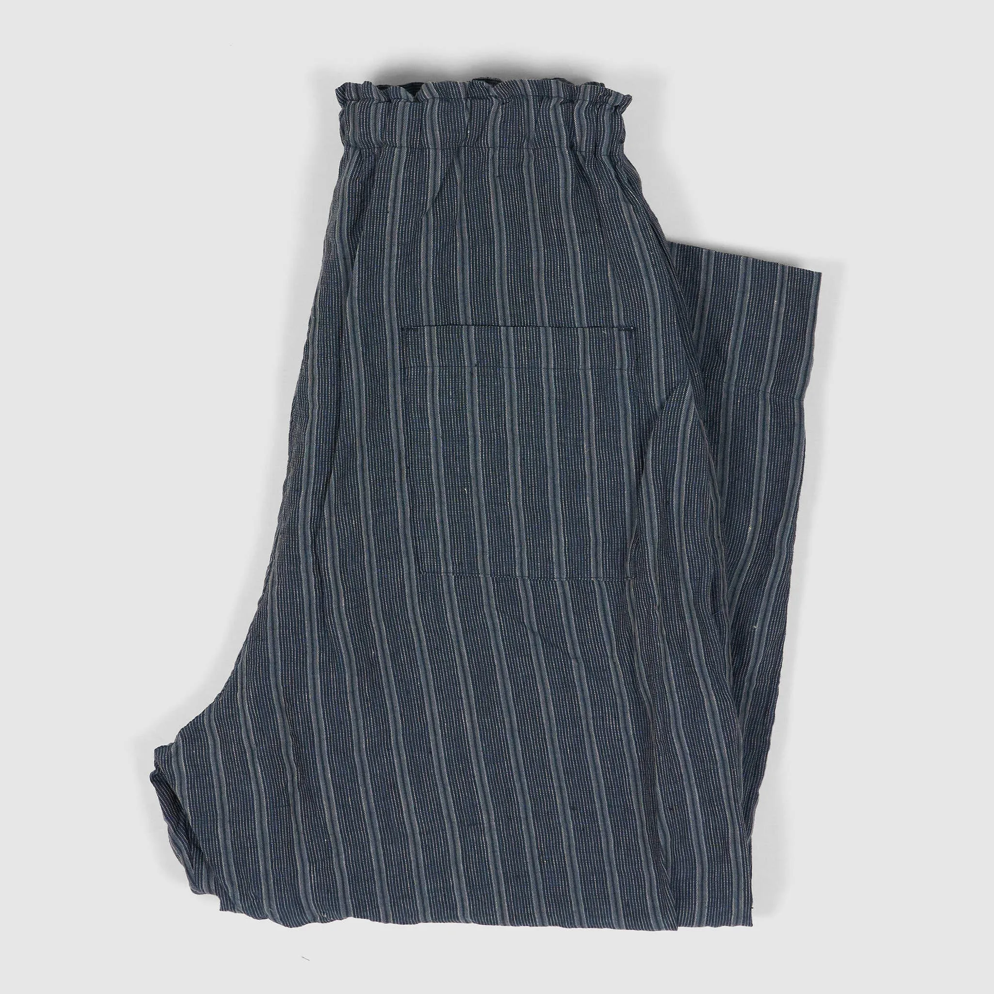 Vlas Blomme Ladies Flex Striped Easy Wide Fitted Linen Pants