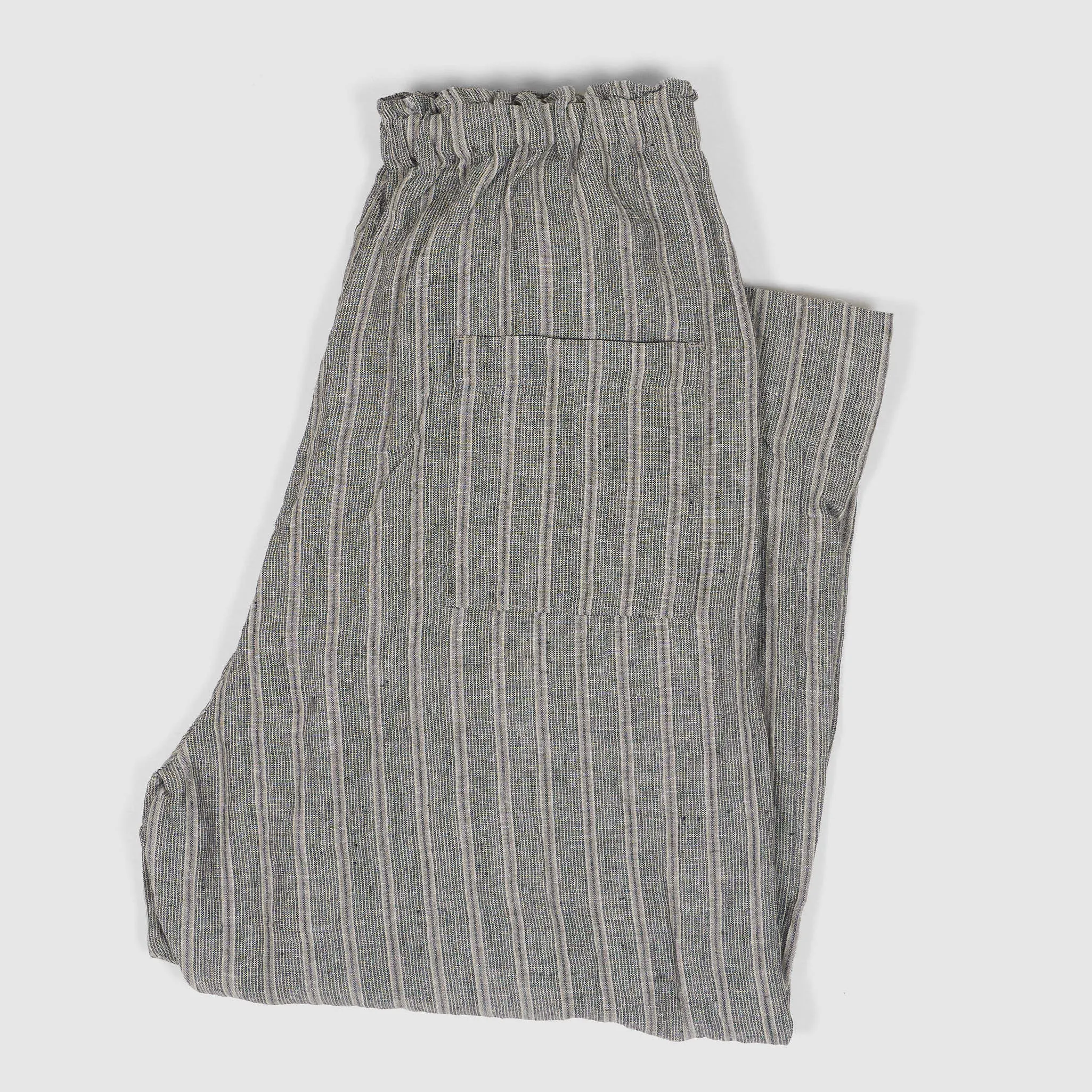 Vlas Blomme Ladies Flex Striped Easy Wide Fitted Linen Pants